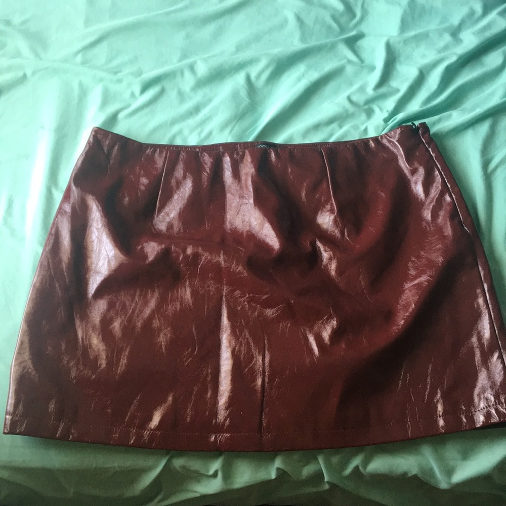 Burgundy faux leather skirt